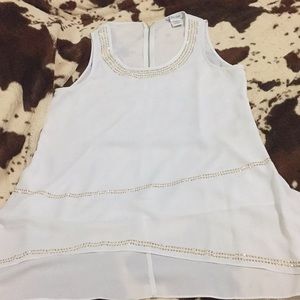 K.Jordan zip up back white long sparkly shirt